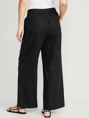 Old Navy Linen Black Wide-Leg  Pants